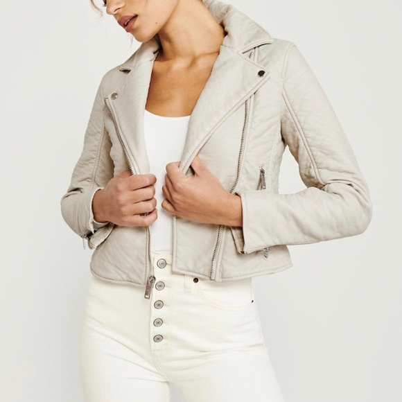 Abercrombie & Fitch Jackets & Blazers - Abercrombie & Fitch Cream Moto Jacket